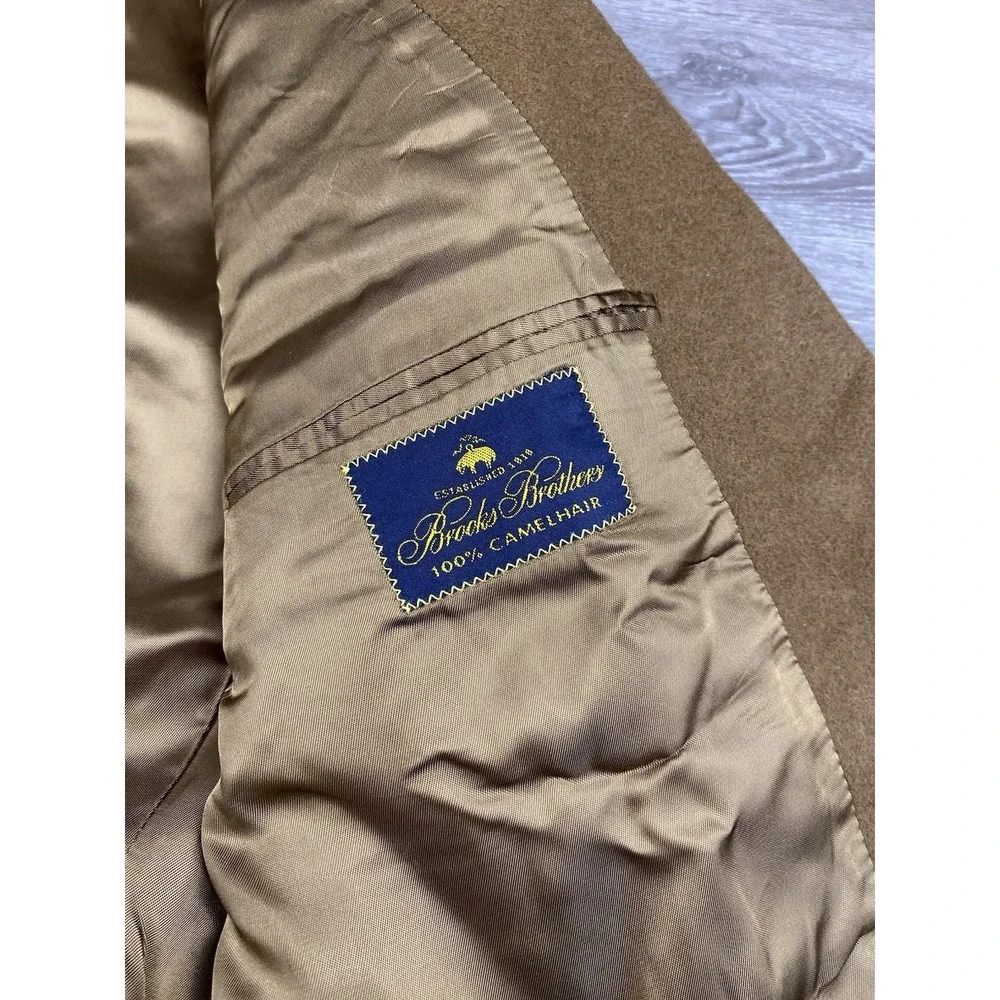 Brooks‎ Brothers Men's 100% Camel Hair 2 Button Blazer Brown Size 46 L